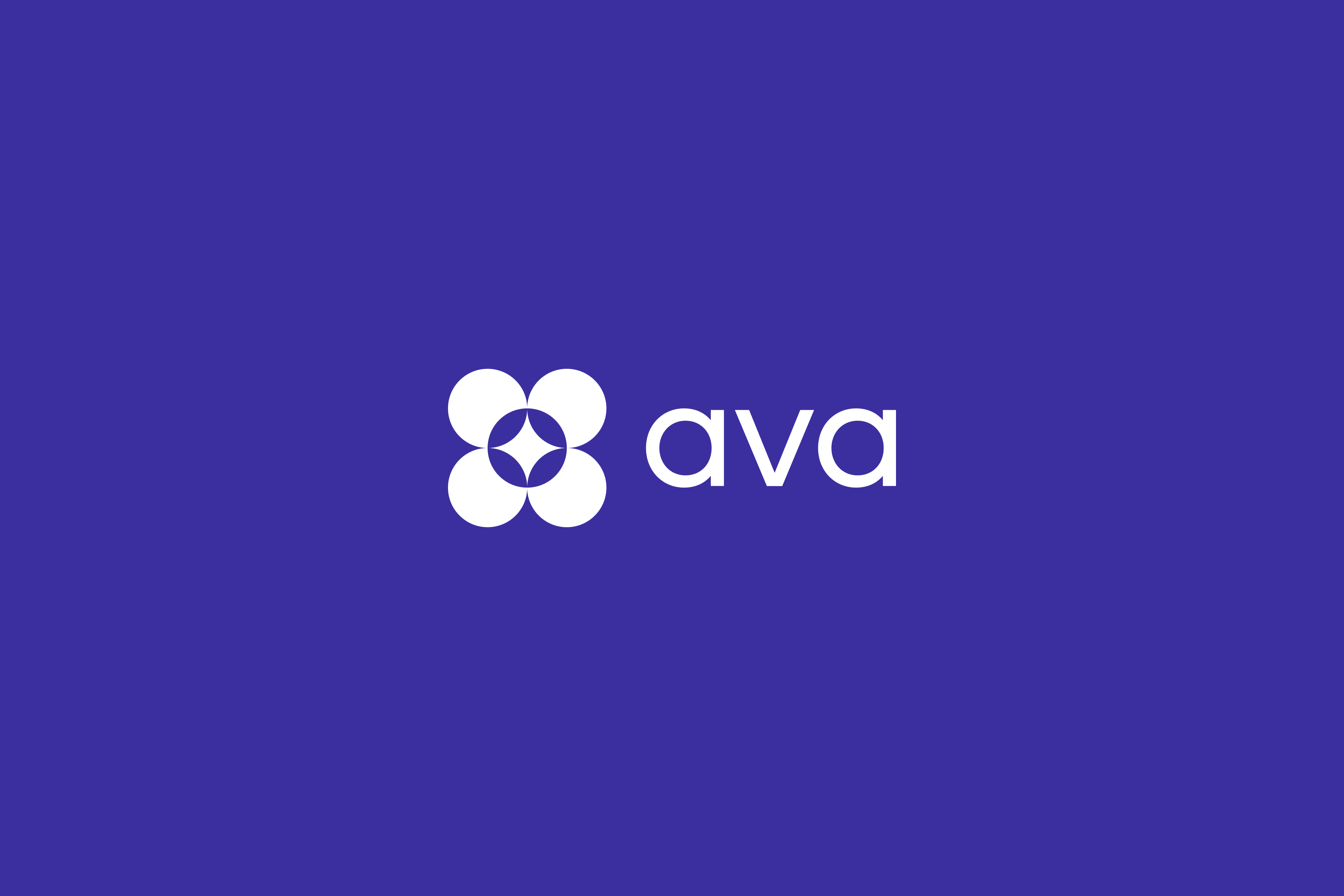 Ava logo in white on an indigo background